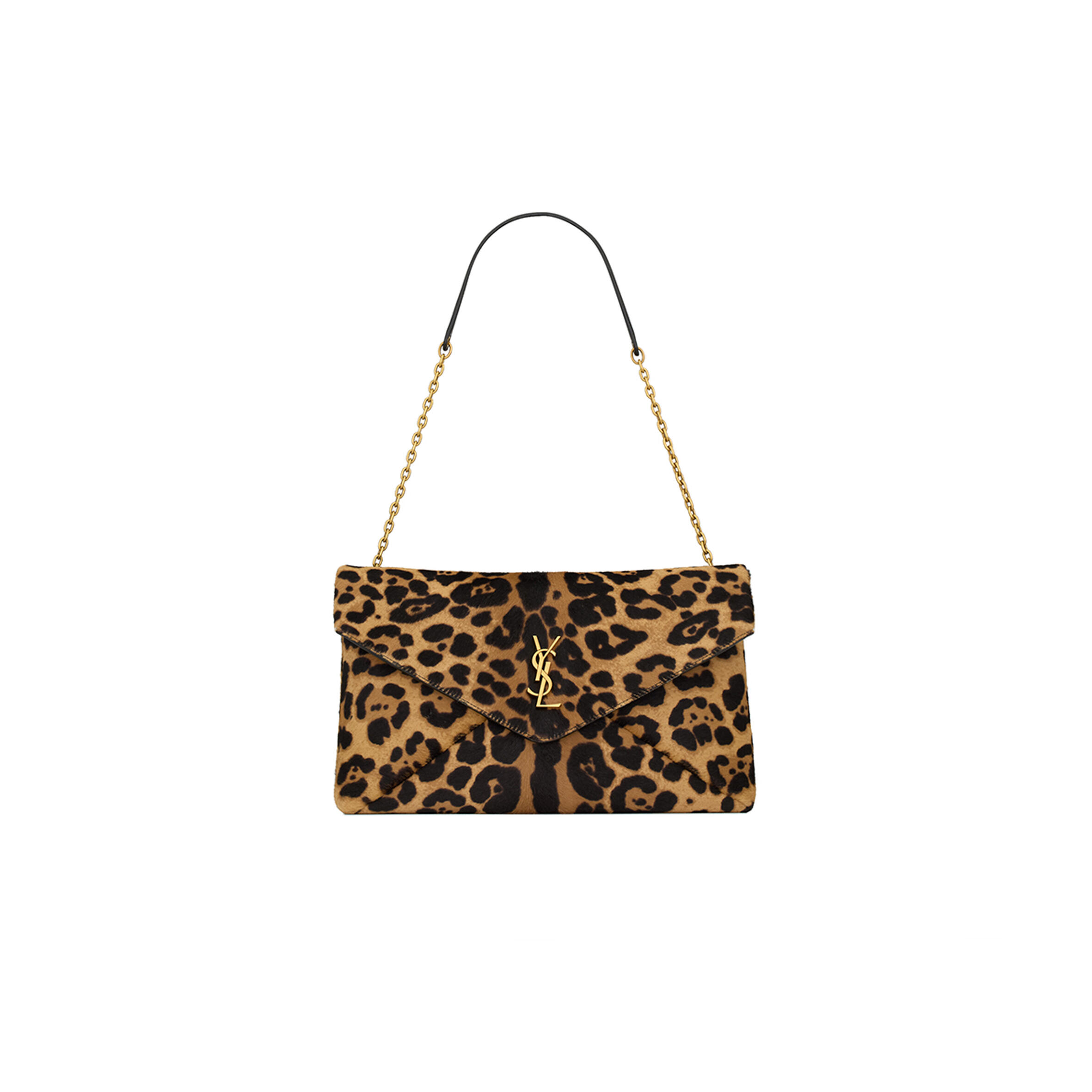 Y51 cassandre large pouch on chain in pony hair leather 853610aafqt2499 (29.5*18*5cm)